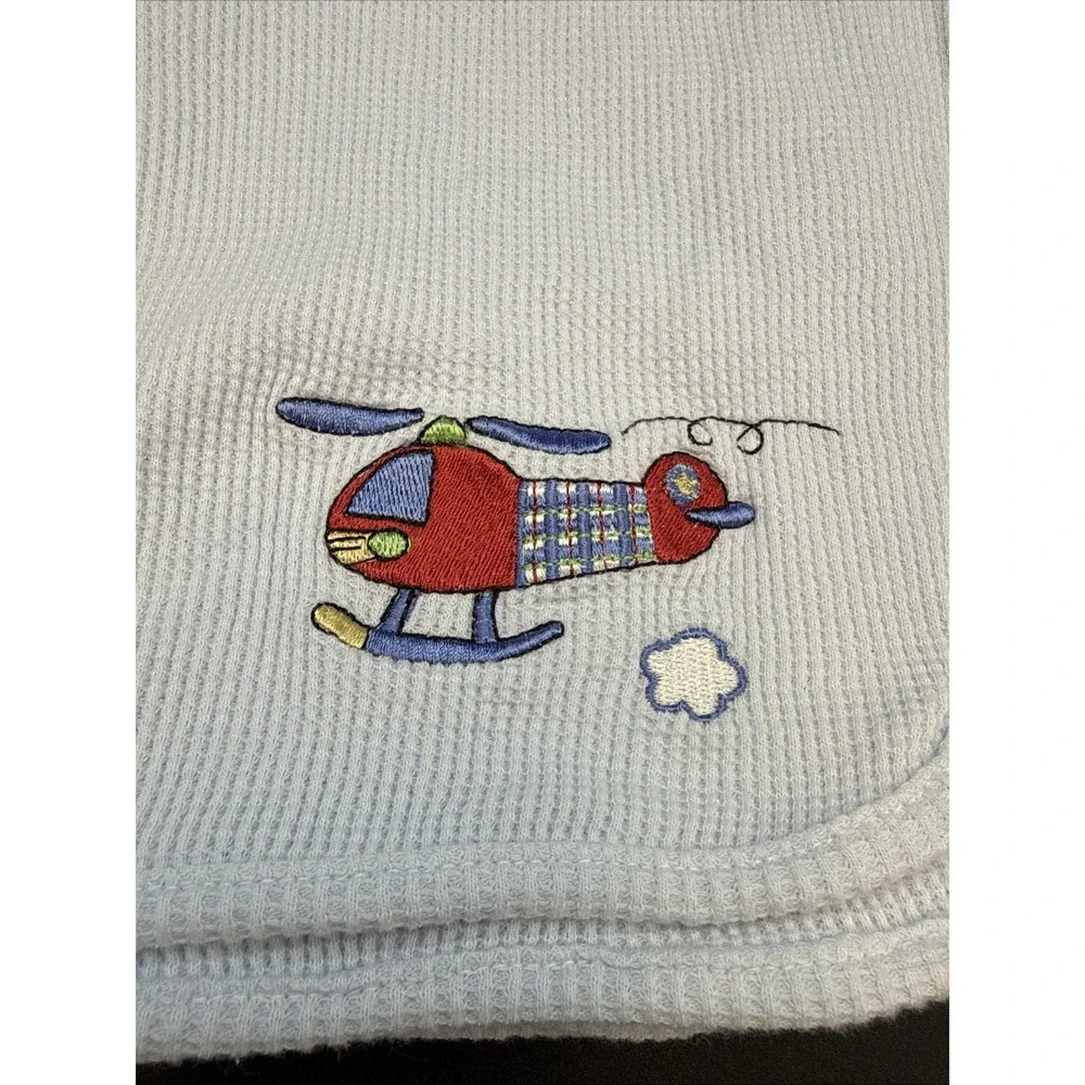 Circo Blue Baby Blanket Helicopter‎ Thermal Embroidered Boy Y2K 2000s Waffle